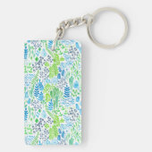 Waterverf florale doodles wit sleutelhanger (achterkant)