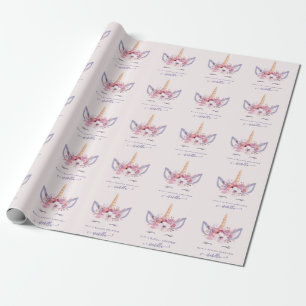 Waterverf florale eenhoorn met kerstmis cadeaupapier
