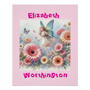 Waterverf florale fee prinses typografie roze perfect poster