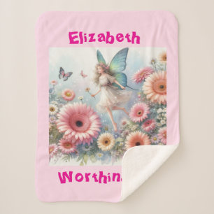 Waterverf florale fee prinses typografie roze sherpa deken