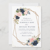 Waterverf florale geometrische bruiloft kaart (Voorkant)