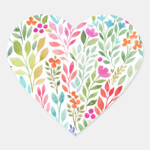waterverf florale hart sticker