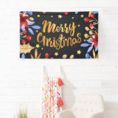 Waterverf florale heldere gouden kerst spandoek (Insitu)