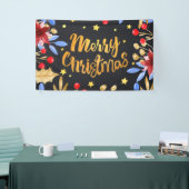 Waterverf florale heldere gouden kerst spandoek (Beurs)
