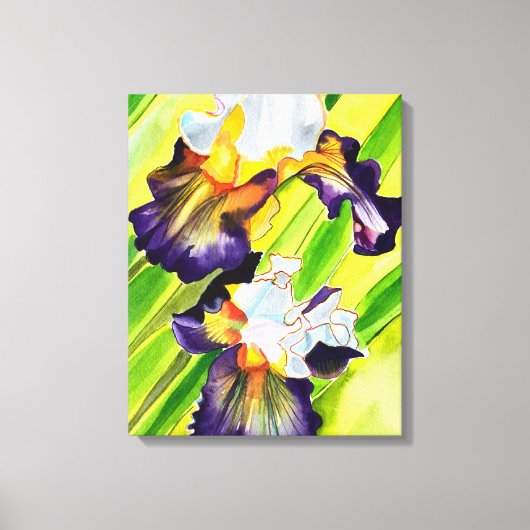 Waterverf florale irisbloem canvas afdruk (Voorkant)