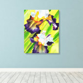 Waterverf florale irisbloem canvas afdruk (Insitu (Houten vloer))