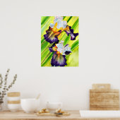 Waterverf florale irisbloem poster (Keuken)