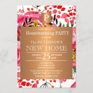 Waterverf florale kaap monogram huishouding kaart