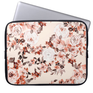 Waterverf  florale naadloos patroon, bruin  laptop sleeve