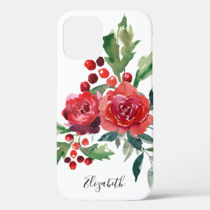 Waterverf florale naam iPhone 12 hoesje