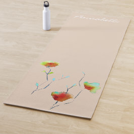 Waterverf florale naam levendige energiekunst yogamat