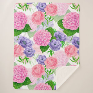 Waterverf florale patroon sherpa deken