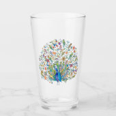 Waterverf florale pauw glas (Voorkant)