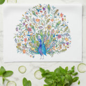 Waterverf florale pauw theedoek (Gevouwen)