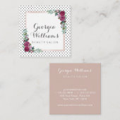 Waterverf florale polka stippen vierkant visitekaa vierkante visitekaartje (Voorkant / Achterkant)