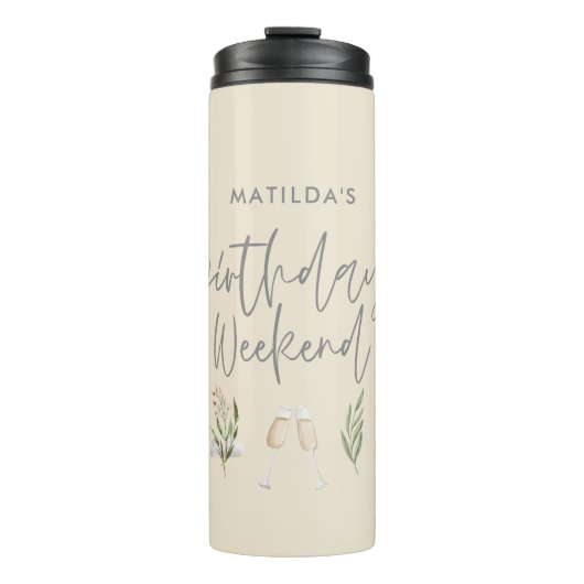 Waterverf florale verjaardagweekend thermosbeker (Voorkant)