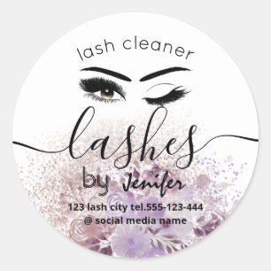 Waterverf florale wink lash ronde sticker