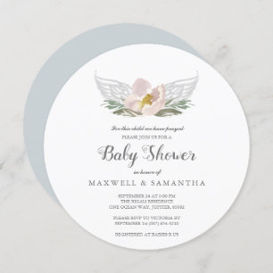 Waterverf Florals Angel Wings Baby shower Kaart