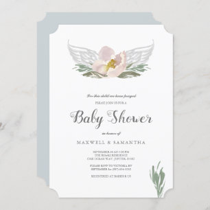 Waterverf Florals Angel Wings Baby shower Kaart