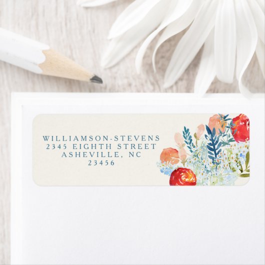  Waterverf Florals Boho Wedding Address Etiket (Insitu)