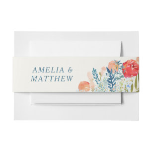 Waterverf Florals Boho Wedding Uitnodigingen Wikkel