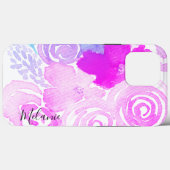 Waterverf Florals Bright roze scriptnaam Case-Mate iPhone Case (Achterkant (horizontaal))