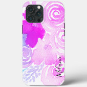 Waterverf Florals Bright roze scriptnaam Case-Mate iPhone Case (Achterkant)