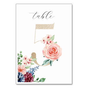 Waterverf Florals Faux Gold Wedding 5 Kaart