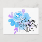 Waterverf Florals Hand Painted Happy Birthday Briefkaart (Voorkant)