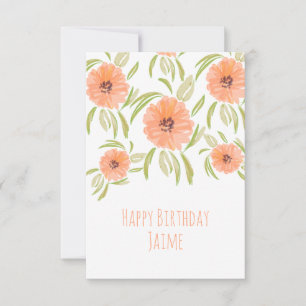 Waterverf Florals in Peach Mam Birthday Kaart