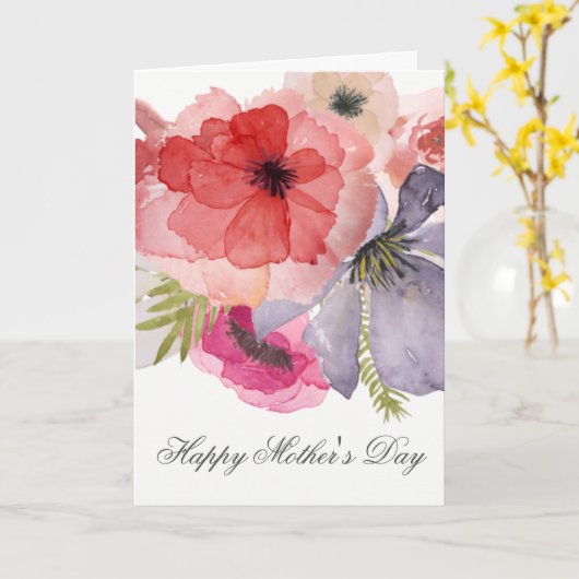  Waterverf Florals Moederdag Kaart (Gele Bloem)