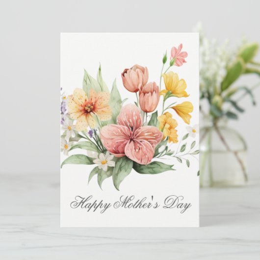 Waterverf Florals Moederdag Kaart (Staand voorkant)