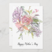  Waterverf Florals Moederdag Kaart (Voorkant / Achterkant)