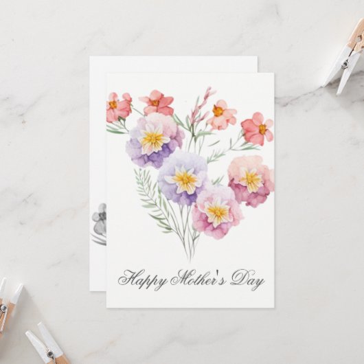 Waterverf Florals Moederdag Kaart (Voorkant / Achterkant in situ)