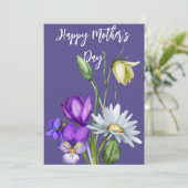  Waterverf Florals Moederdag Kaart Paars (Staand voorkant)