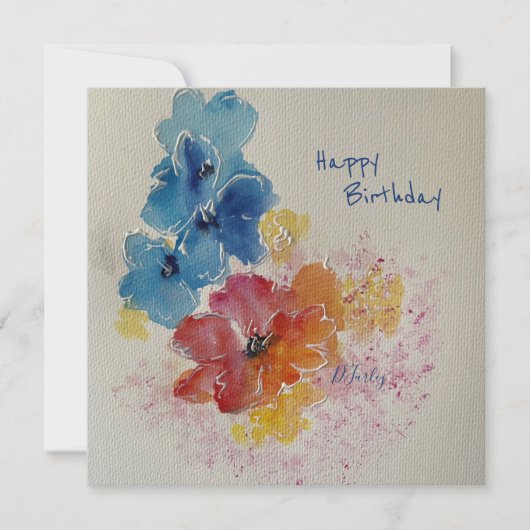 Waterverf Florals Note Card (Voorkant)