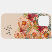 Waterverf Florals Peach Gold Monogrammed Case-Mate iPhone Case (Achterkant (horizontaal))