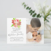 Waterverf Florals Roze Blush Baptisme Dedicatie Kaart (Staand voorkant)