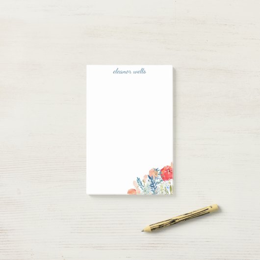  Waterverf Florals Speciaal Papier Post-it® Notes (Op bureau)