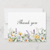 Waterverf Florals Trouwflat Dank u kaart (Voorkant)