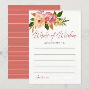 Waterverf floreel advies voor het Baby shower van Kaart