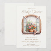 Waterverf floreel baby shower kaart (Voorkant / Achterkant)