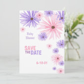 waterverf floreel baby shower met de datakaart save the date (Staand voorkant)