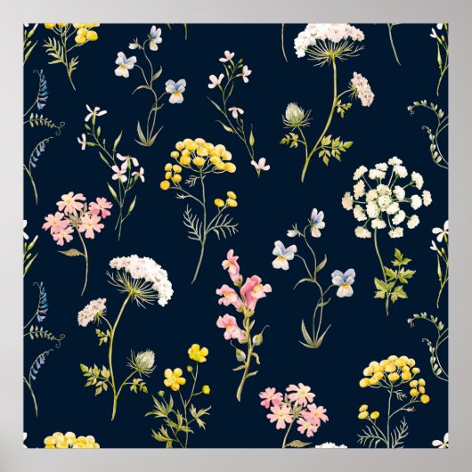 Waterverf floreel patroon, delicate bloemhand dd poster (Voorkant)