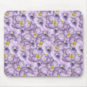 Waterverf floreel patroon met violette pansies muismat