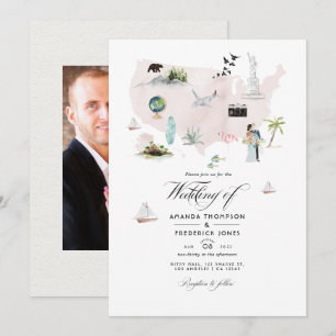 Waterverf Florida USA Destination Wedding Photo Kaart