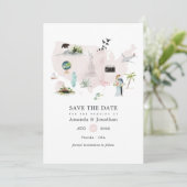 Waterverf Florida USA Destination Wedding Save The Date (Staand voorkant)