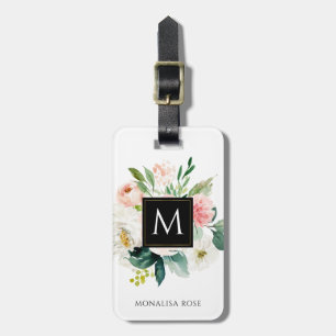 waterverf flormonogram op maat bagagelabel