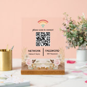 Waterverf Flower Baby shower WiFi Network QR-code Acryl Bord (Huwelijk)