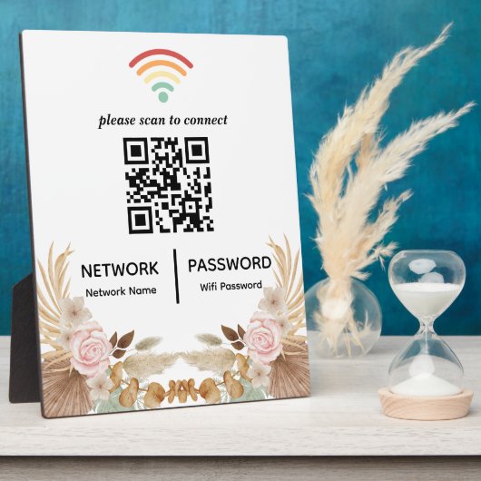 Waterverf Flower Baby shower WiFi Network QR-code Fotoplaat (Zijkant)